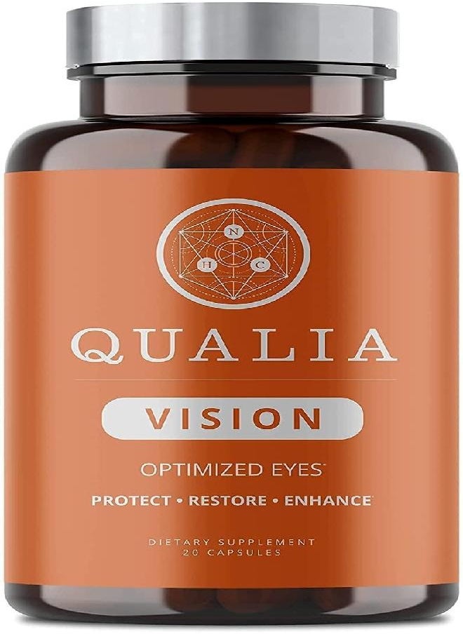 Qualia Vision Eye Vitamin Supplement -10+ Clinically Researched Ingredients Including Lutein, Zeaxanthin, Bilberry, Goji, Amla Fruit -1x-Daily, Vegan, Non-GMO, Gluten-Free 20 count