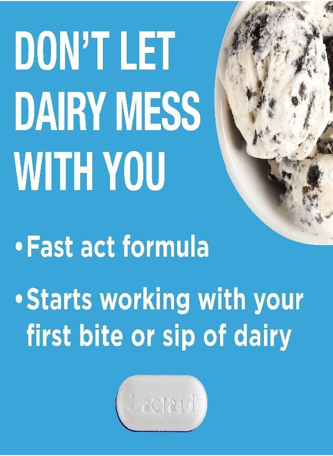 Lactaid Fast Act Lactose Intolerance Caplets with Lactase Enzyme to Prevent Gas Bloating & Diarrhea Due to Digesting Dairy Ideal for Travel & On The Go 96 Travel pks of 1 ct