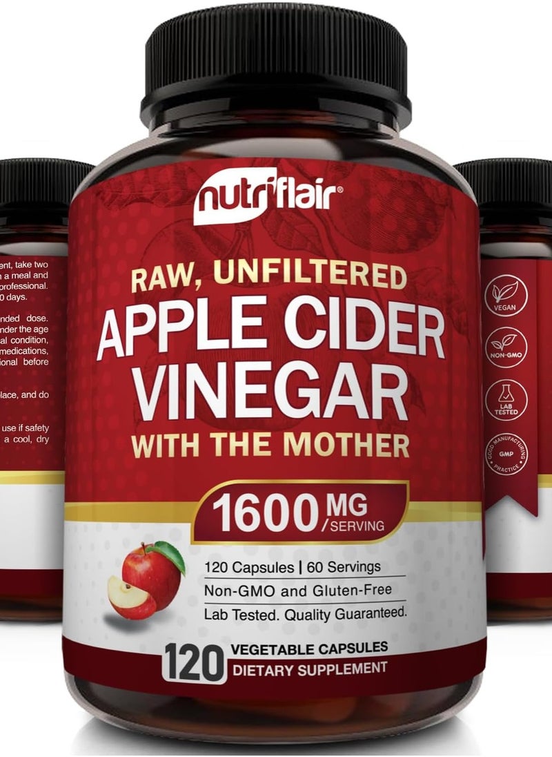 Apple Cider Vinegar Capsules with The Mother - 120 Vegan ACV Pills - Best Supplement for Healthy Weight Loss, Diet, Keto, Digestion, Detox, Immune -...