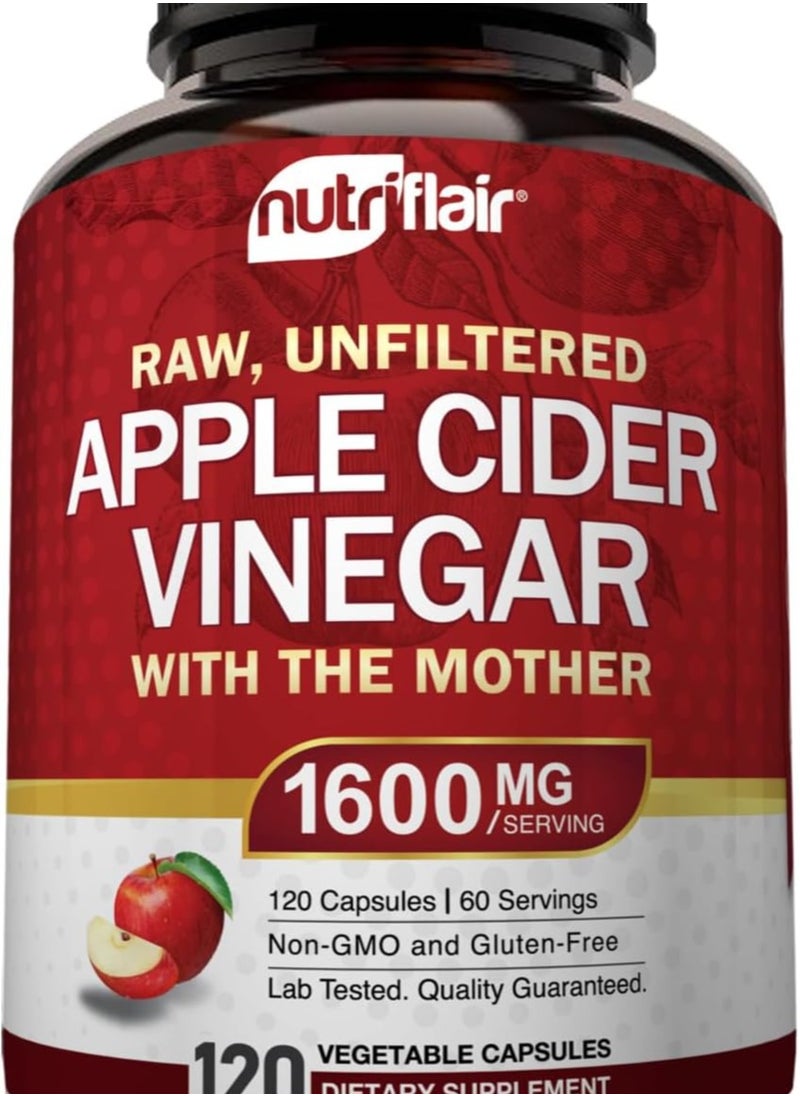 Apple Cider Vinegar Capsules with The Mother - 120 Vegan ACV Pills - Best Supplement for Healthy Weight Loss, Diet, Keto, Digestion, Detox, Immune -...