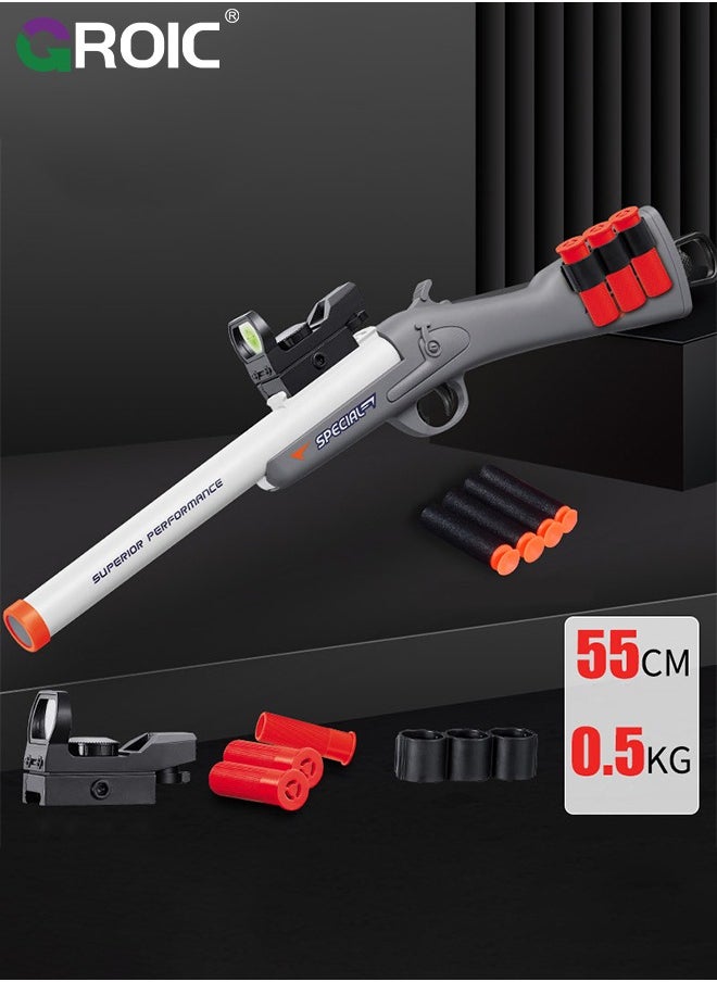 S686 EVA Soft Bullet Toy Gun with Ejection Function, Children's Launcher Toys Catapult Gun Toys, Shotgun RPG Large Foam Bullet, CS Game Outdoor Sports for Kids (3 Shells + 10 Soft Bullets)