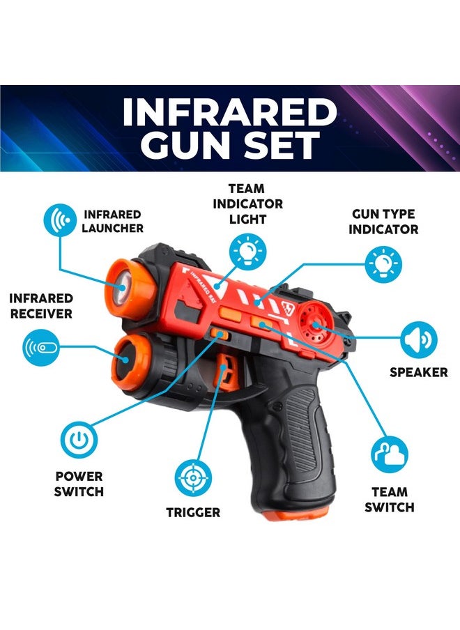 Infrared Tag With 2 Toy Shooters And Vest Set. A Shooting Battle Family Group Activity For Indoor Or Outdoor Use. Kids Ages 3 And Above