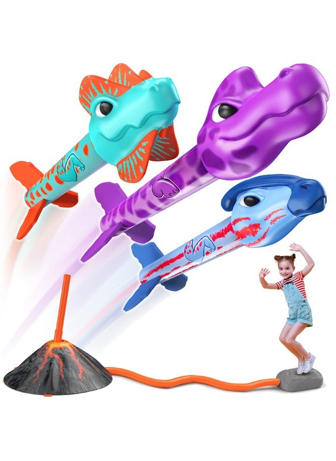 Dino Blasters, Rocket Launcher For Kids - Soars 100 Feet. Kids Outdoor Toys, Birthday Gift, For Boys & Girls Ages 3-6 Years Old - Toddler Outside Toys 4-8, Dinosaur Toy, Kids