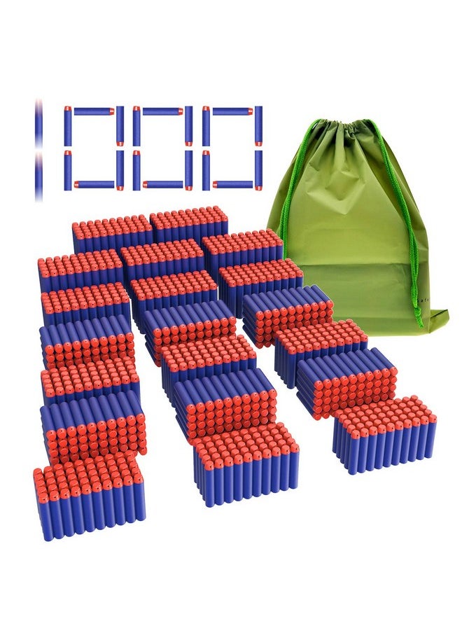 Coodoo Compatible Darts 1000 Pcs Refill Pack Bullets For Nerf N-Strike Elite Series Blasters Toy Gun - Blue With Storage Bag