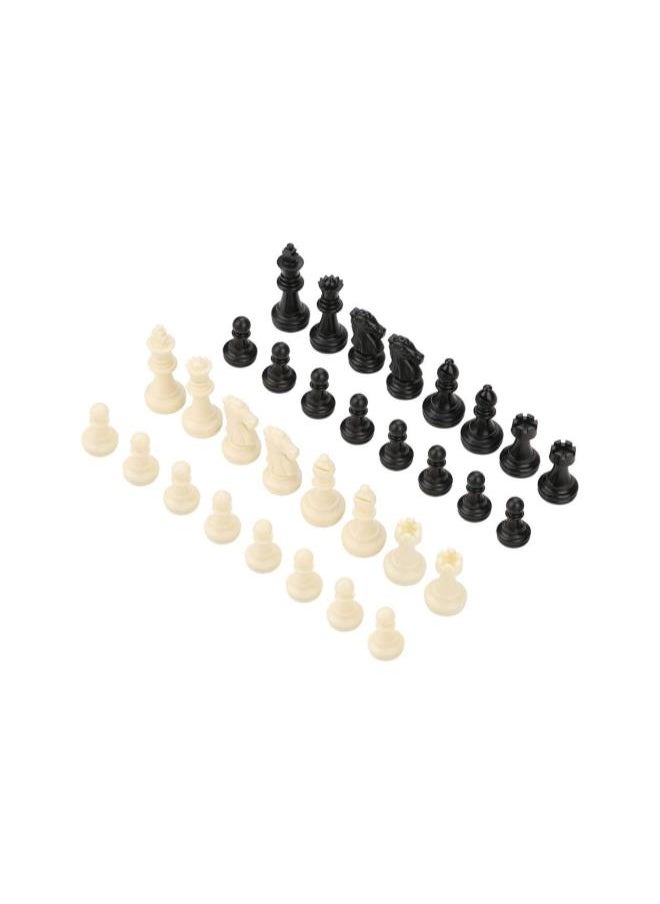 Chess Set, Black/White International 32 Standard Chess Pieces Replacement Tournament Chessmen Chess Figures with Kings, Queens, Castles, Knights & Pawns