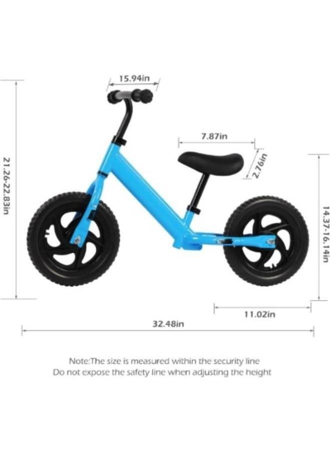 12inch Children‘s Balance-Bikes Kids Balance Bike No Pedal Bicycle Beginner Toddler Bike Steel Frame and Air-Free Tires for 2-5years Old