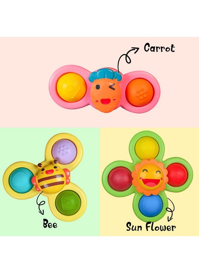 Baby Products Bath Toys 3 Pcs Suction Cup Spinner Toy For Baby Toddlers Sensory Toys For Kids | Sticks To Window Table Baby High Chair Tray Bath Spinners For Baby Gifts For Baby Toddlers