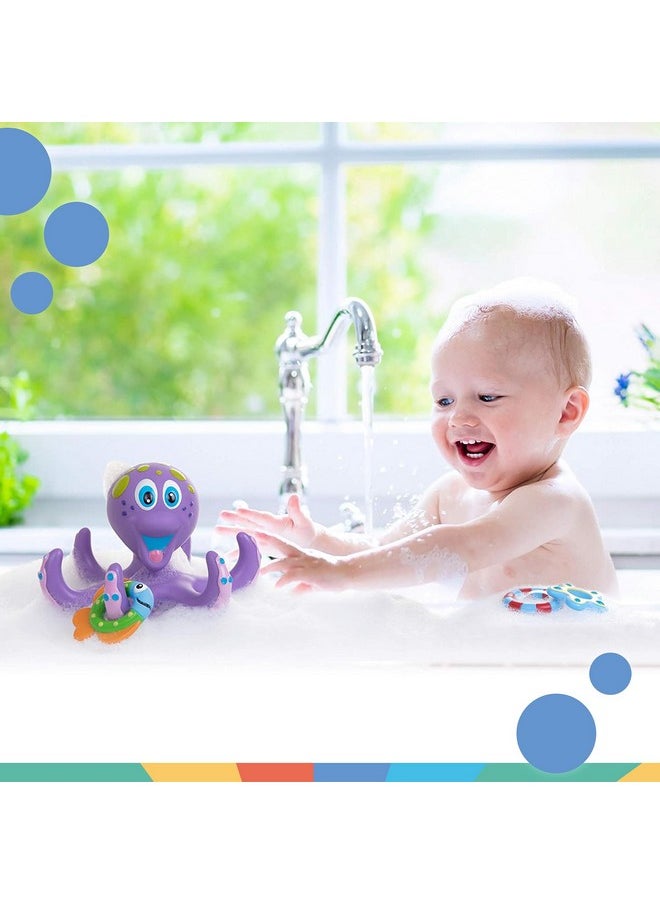 Floating Octopus Toy With 3 Hoopla Rings - Baby Bath Toy For Boys And Girls - 18+ Months - Purple (Pack Of 1)