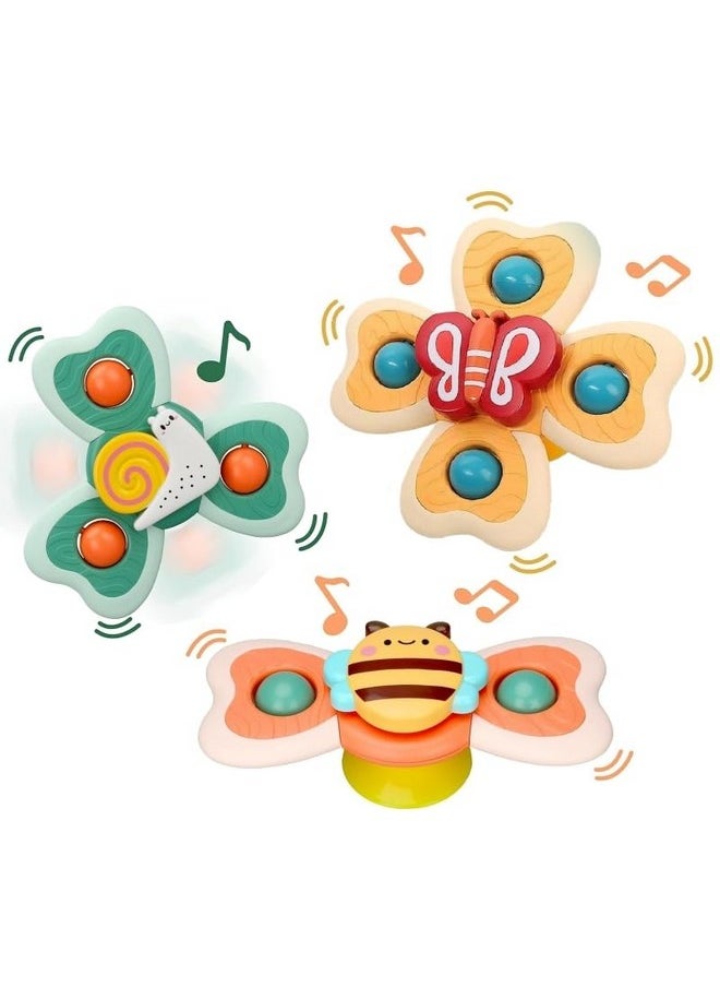 Umadiya® Baby Bath Toys Spinner Toy 3 Pcs Spinners For Baby Toddlers Boys Girls Waterproof Suction Cup Spinning Top Rotating Montessori Learning Toy Sticks To Smooth Surface Return Gift For Kids