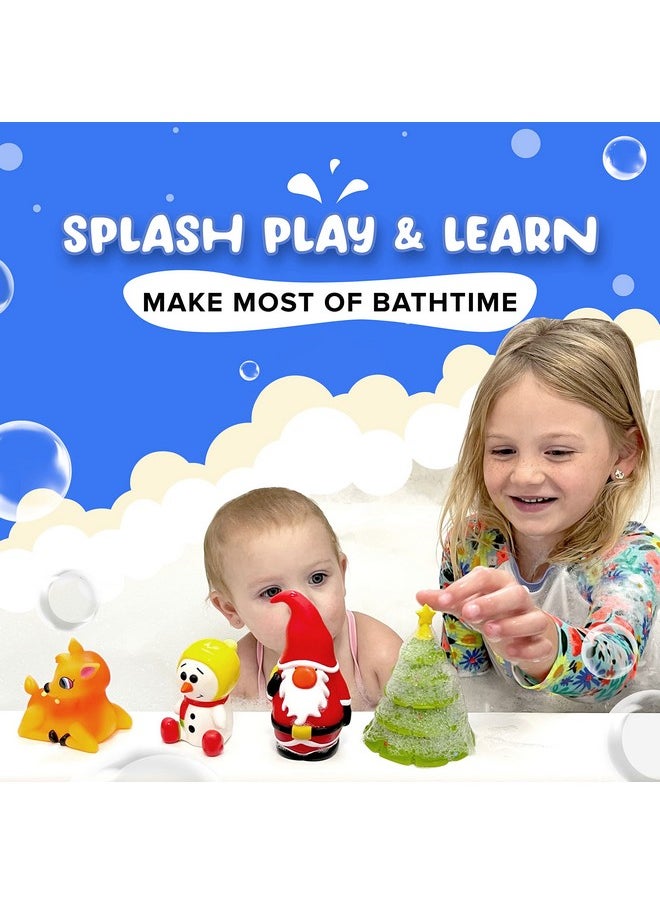 Mold Free Bath Toys For Babies & Toddlers, Christmas No Hole Bath Toys, No Mold For Tub, Beach, Pool, Bpa-Free, Dishwasher-Safe, Infant Bath Toys No Holes 0 1 3 6 12 18 Months