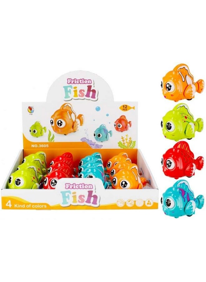 Movable Animal Fish Toy || Toy For Toddlers || Friction Fish Toy For Girls & Boys || Crawling Toys For Birthday Gift (Pack Of 4)