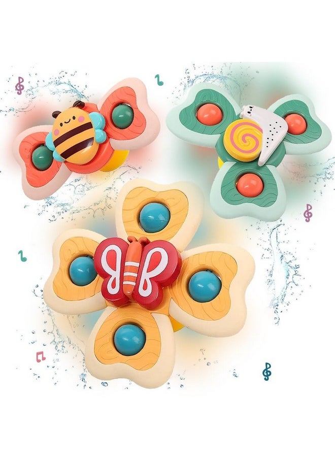 Suction Spinner Toy For Baby Bath Toys For Kids | Fidget Spinner Spinning Sensory Toddler Water Toy Sticks To Car Window Table High Chair Flight Travel Toy| Birthday Return Gift For Kids 3 Pcs