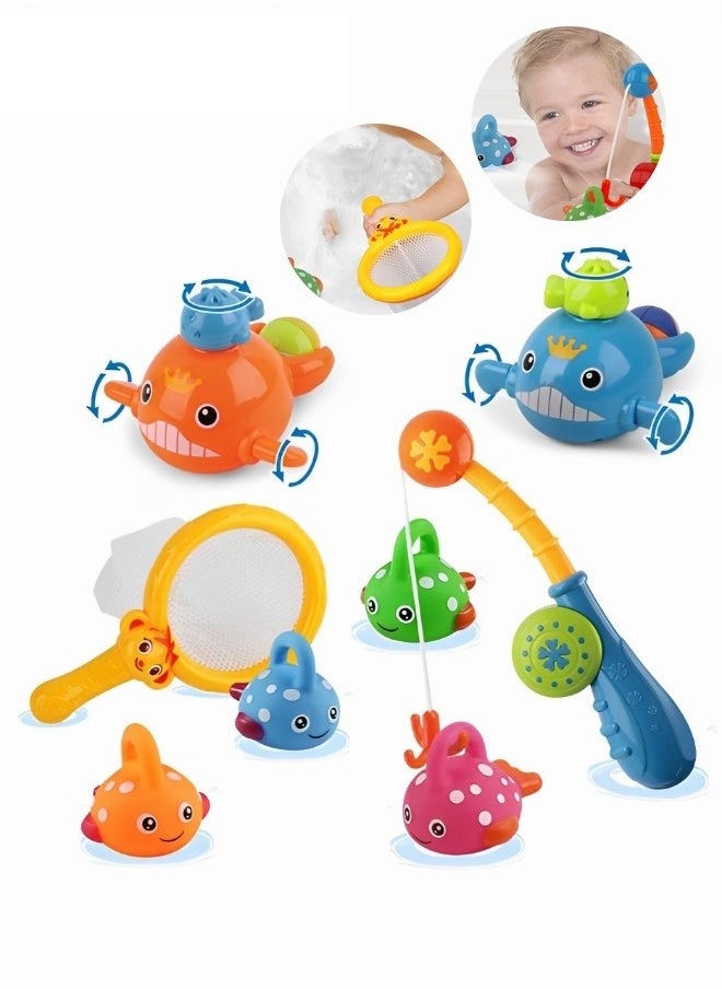 Bath Fishing Toys Wind-up Swimming Whales Bathtub Toy Fishing Game Water Tub Toys