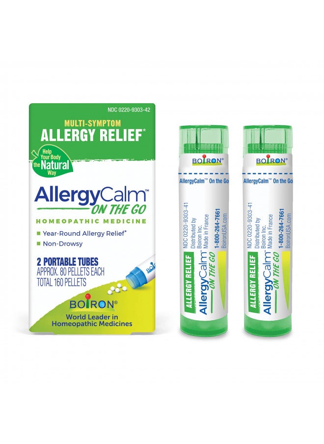 Boiron AllergyCalm On The Go for Relief from Allergy and Hay Fever Symptoms of Sneezing, Runny Nose, and Itchy Eyes or Throat - 2 Count (160 Pellets)