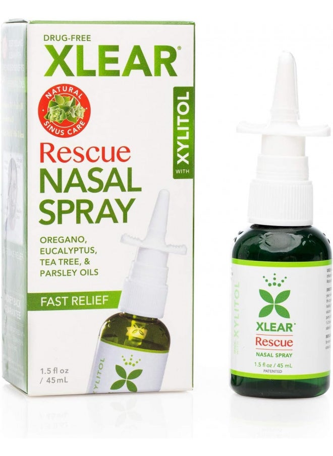 Rescue Nasal Spray Natural Saline Nasal Spray With Xylitol Oregano Tea Tree Fast Sinus Pressure