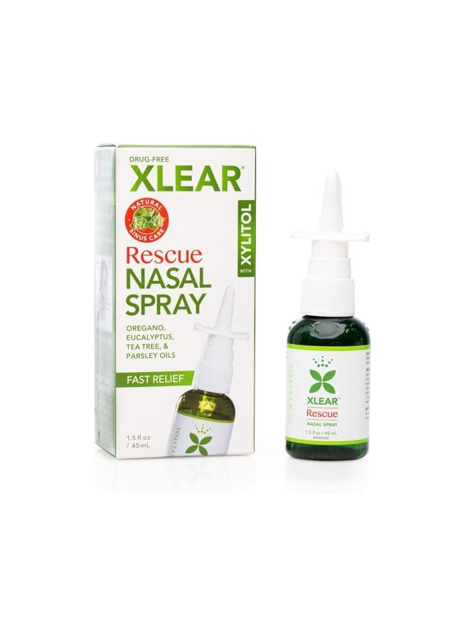 Rescue Nasal Spray Natural Saline Nasal Spray With Xylitol Oregano Tea Tree Fast Sinus Pressure