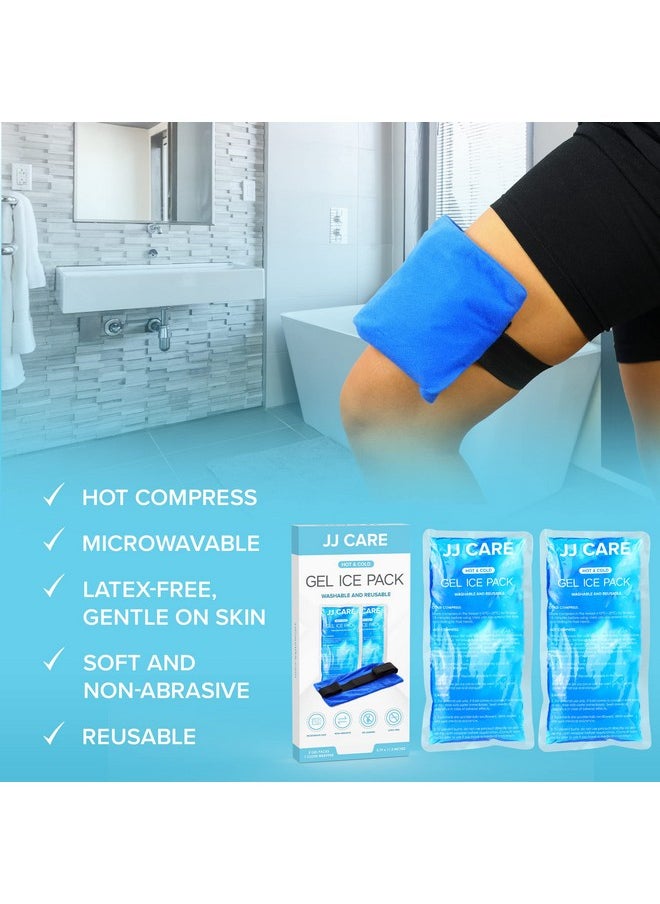 Gel Ice Packs Reusable - Pack Of 2 Soft Ice Pack For Injuries With Wrap - Hot & Cold Pack Compress For Pain Relief, Rehabilitation, Flexible Therapy, For Knee, Back, Neck, Wrist, & Ankle