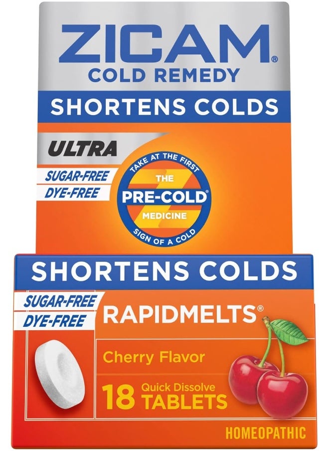 Zicam Cold Remedy Zinc Rapidmelts, Cherry Flavor, 18 Count (Pack of 1)