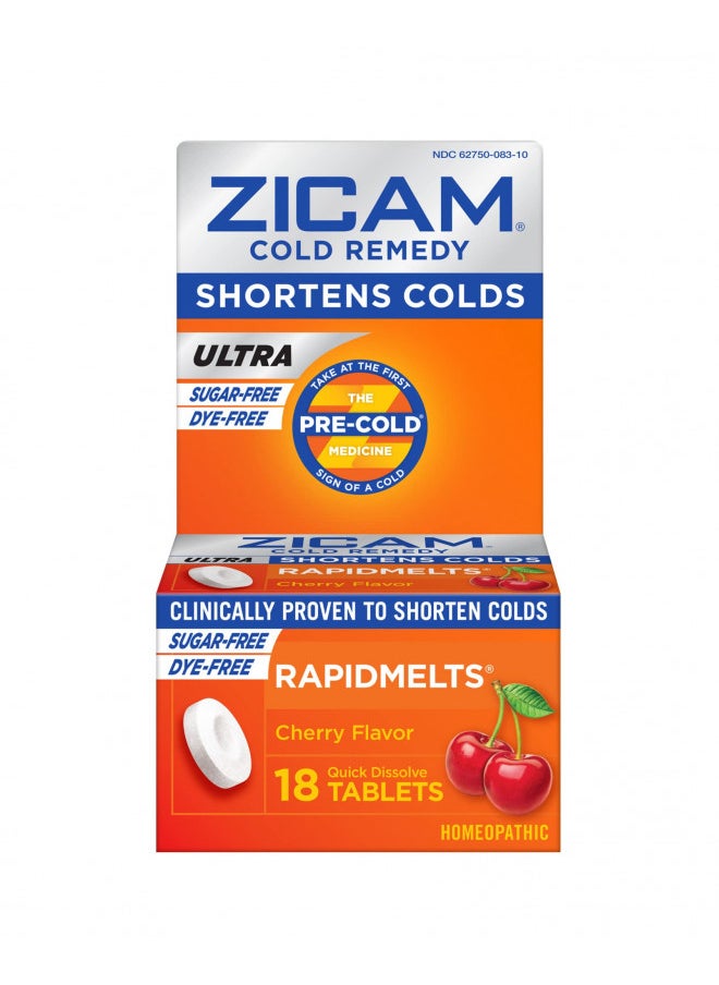 Zicam Cold Remedy Zinc Rapidmelts, Cherry Flavor, 18 Count (Pack of 1)