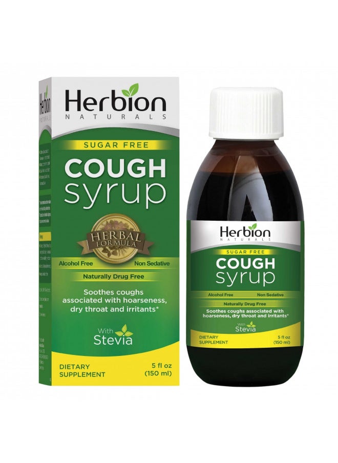 Herbion Naturals Cough Syrup with Stevia, Green, Sugar Free, 5.0 Fl Oz