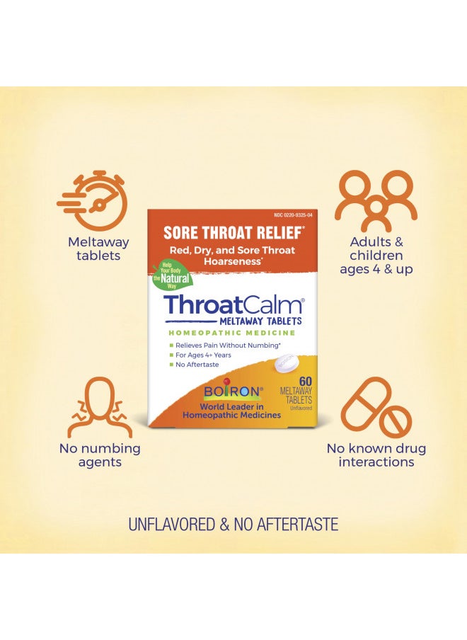 Throat Calm Tablets For Pain Relief From Red Dry Scratchy Sore Throats And Hoarseness 60 Count