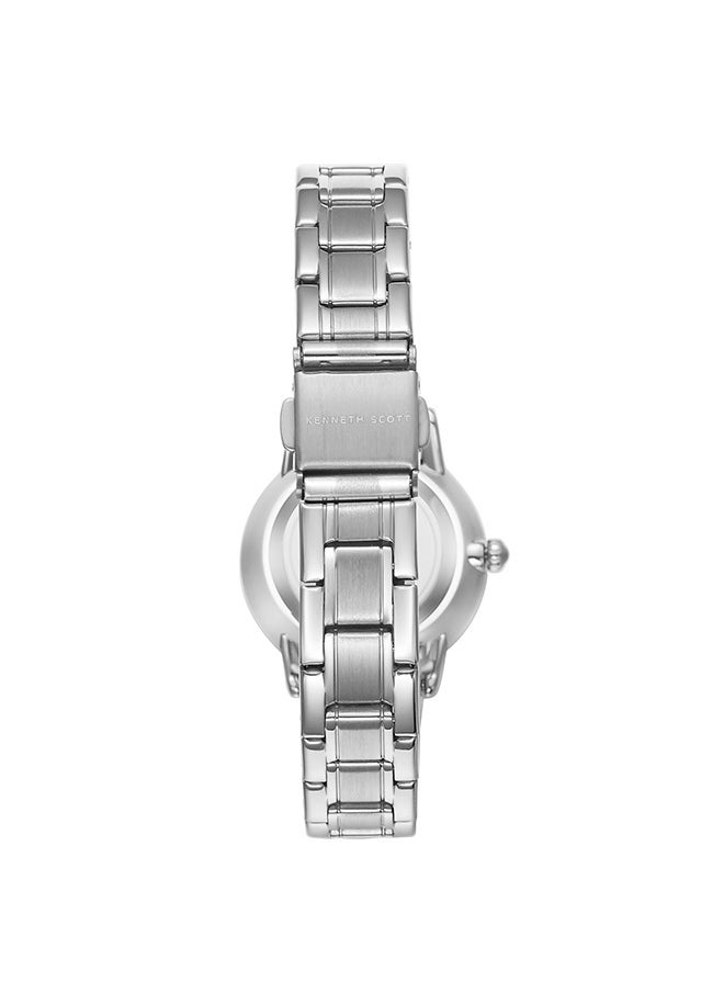Kenneth Scott K23538-SBSM Women Analog Display Watch & Stainless Steel Strap Silver