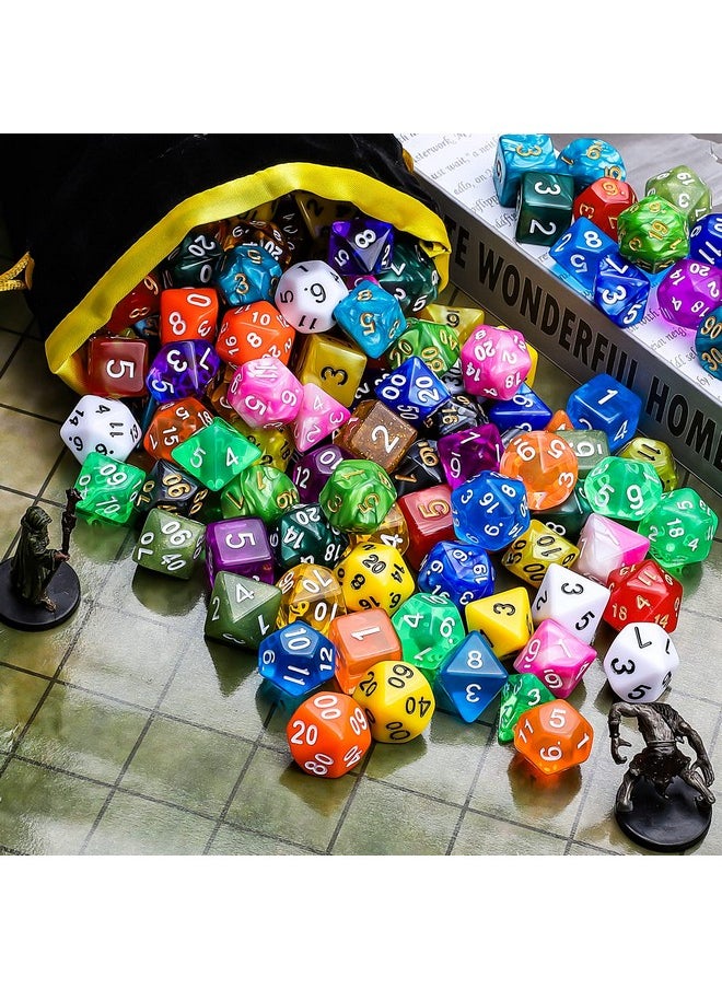 Dnd Dice Sets - 20 X 7 Polyhedral Dice (140Pcs) With A Large Drawstring Bag Great For Dungeons And Dragons, Role Playing Table Game.