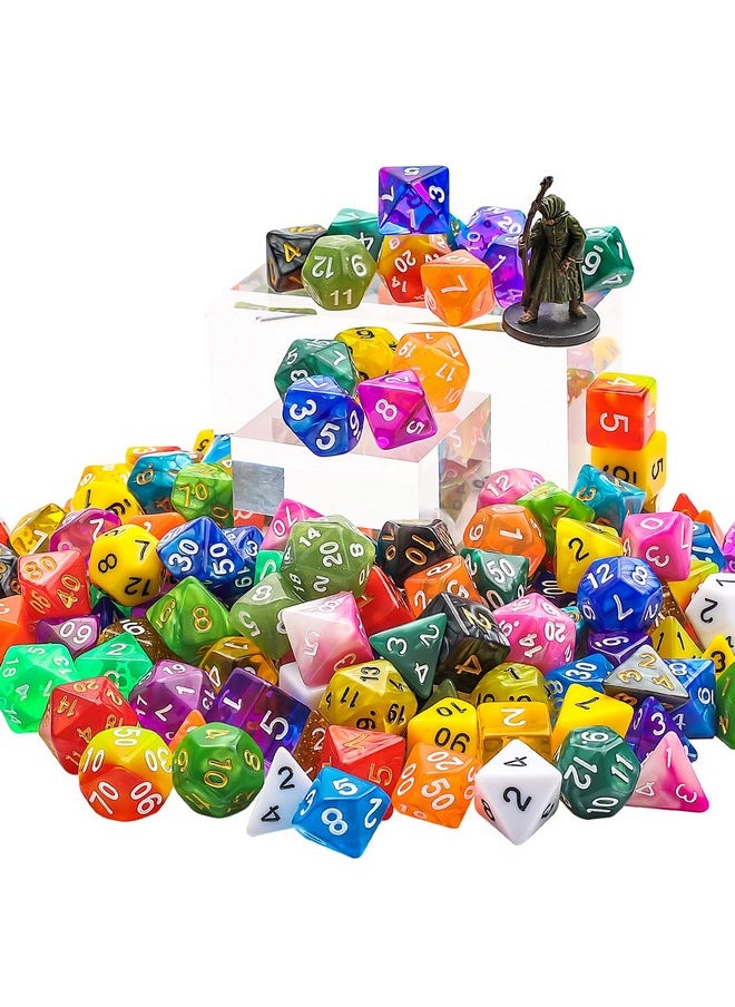 Dnd Dice Sets - 20 X 7 Polyhedral Dice (140Pcs) With A Large Drawstring Bag Great For Dungeons And Dragons, Role Playing Table Game.