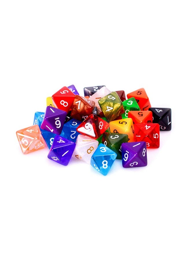 25 Count Assorted Pack Of 8 Sided Dice - Multi Colored Assortment Of D8 Polyhedral Dice