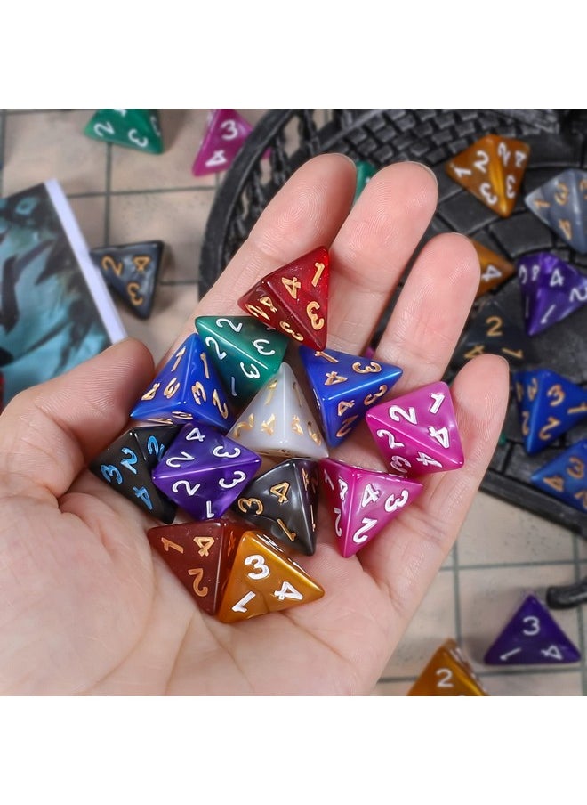 Dnd Polyhedral Dice (100Pcs) With A Dice Bag Compatible With Dungeons And Dragons Dnd Rpg Mtg Role Playing Table Games (D4 Dice, 10 Colors-100 Pcs)