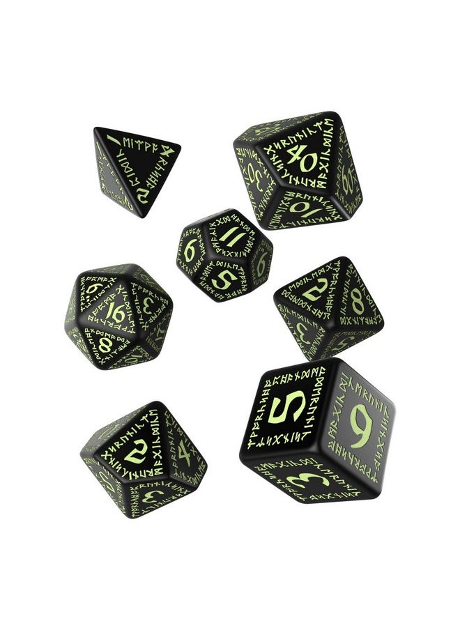 Qworkshop Runic Glow-In-The-Dark Polyhedral Rpg Dice Set