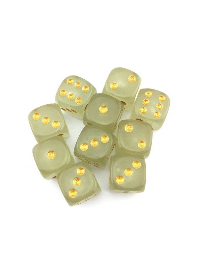 D6 Six Sided Glow In The Dark Dice Die For Dnd, Mtg, Rpg, Tenzi, Farkle, Yahtzee, Bunco, Teaching Math, Table Board Game (16Mm Golden Dots, 50, Pieces)