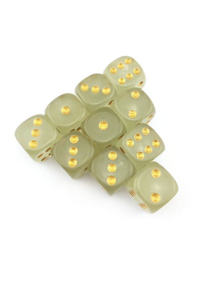 D6 Six Sided Glow In The Dark Dice Die For Dnd, Mtg, Rpg, Tenzi, Farkle, Yahtzee, Bunco, Teaching Math, Table Board Game (16Mm Golden Dots, 50, Pieces)