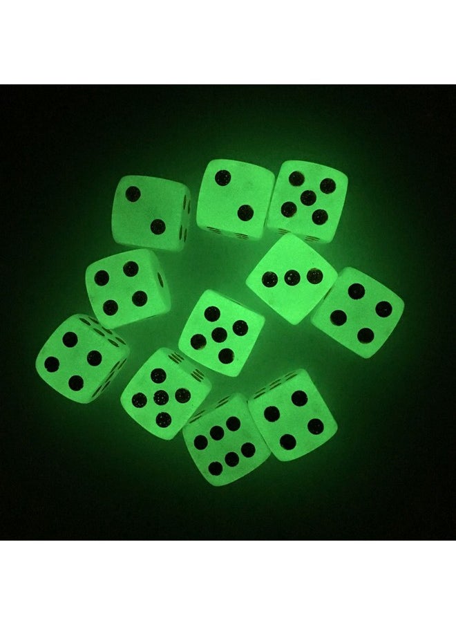 D6 Six Sided Glow In The Dark Dice Die For Dnd, Mtg, Rpg, Tenzi, Farkle, Yahtzee, Bunco, Teaching Math, Table Board Game (16Mm Golden Dots, 50, Pieces)