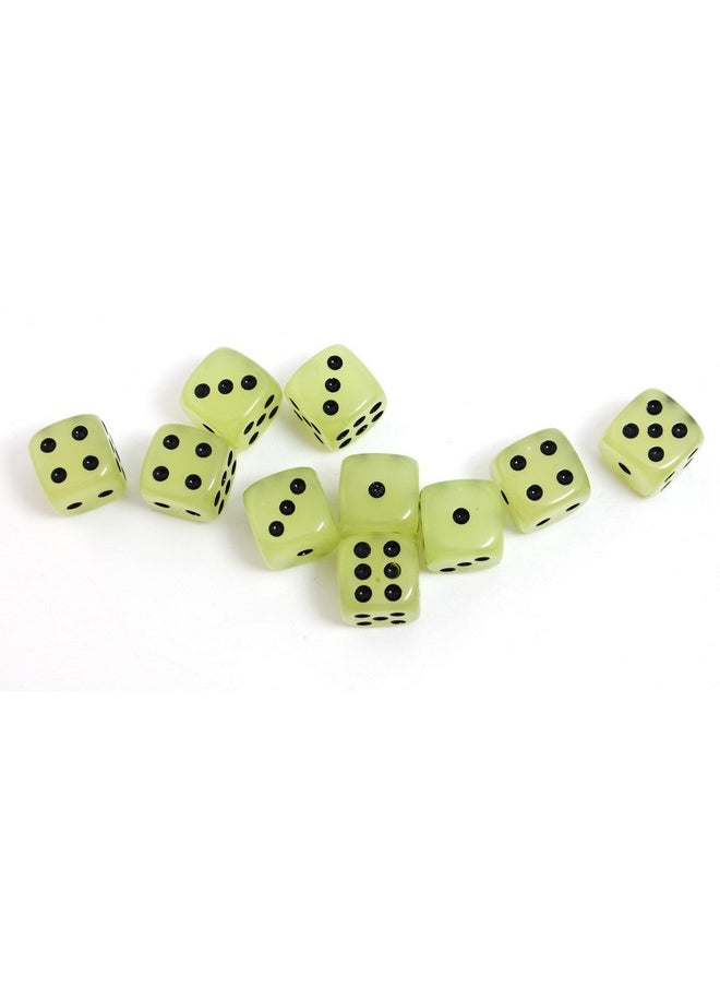 10-Pack D6 Six Sided Glow In The Dark Dice Die For Dnd, Mtg, Rpg, Tenzi, Farkle, Yahtzee, Bunco, Teaching Math, Table Board Game