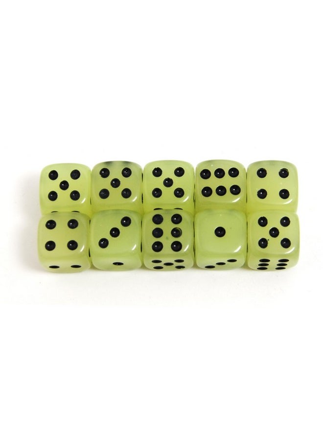 10-Pack D6 Six Sided Glow In The Dark Dice Die For Dnd, Mtg, Rpg, Tenzi, Farkle, Yahtzee, Bunco, Teaching Math, Table Board Game