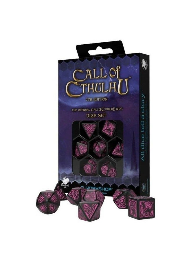 Q-Workshop Call Of Cthulhu 7E: Black & Magenta Dice Set (Qwoctr3P)