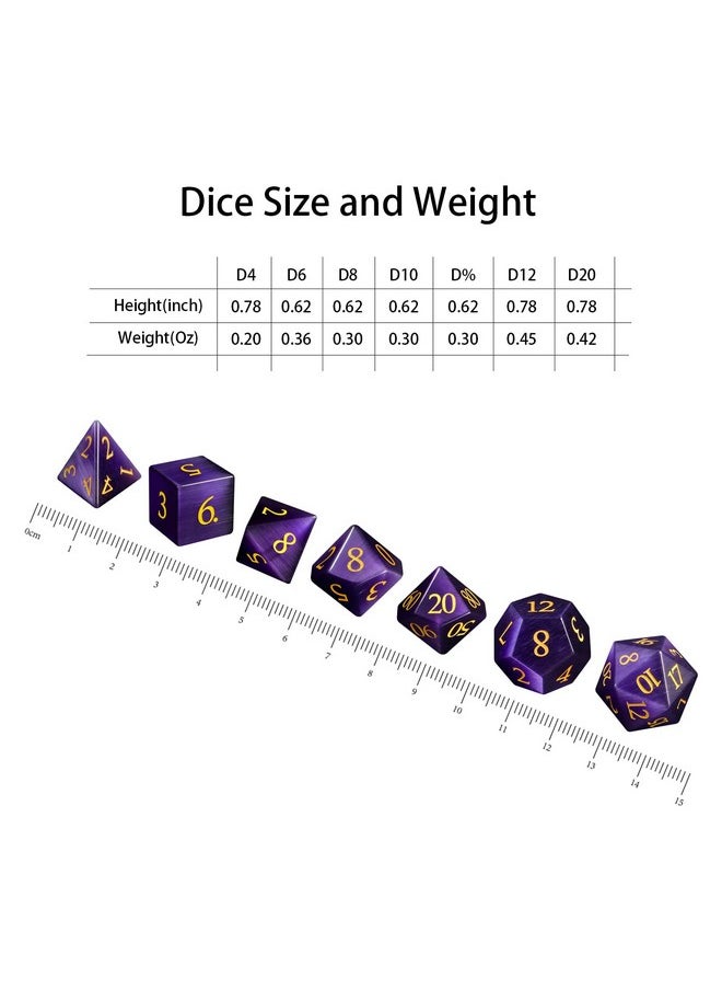 Cat Eye Gemstone Dnd Dice, D And D Dice Set For Dungeons And Dragons, Stone Dice D&D Accessories Rpg Dice Mtg Tabletop Games Dnd Gift(Purple)