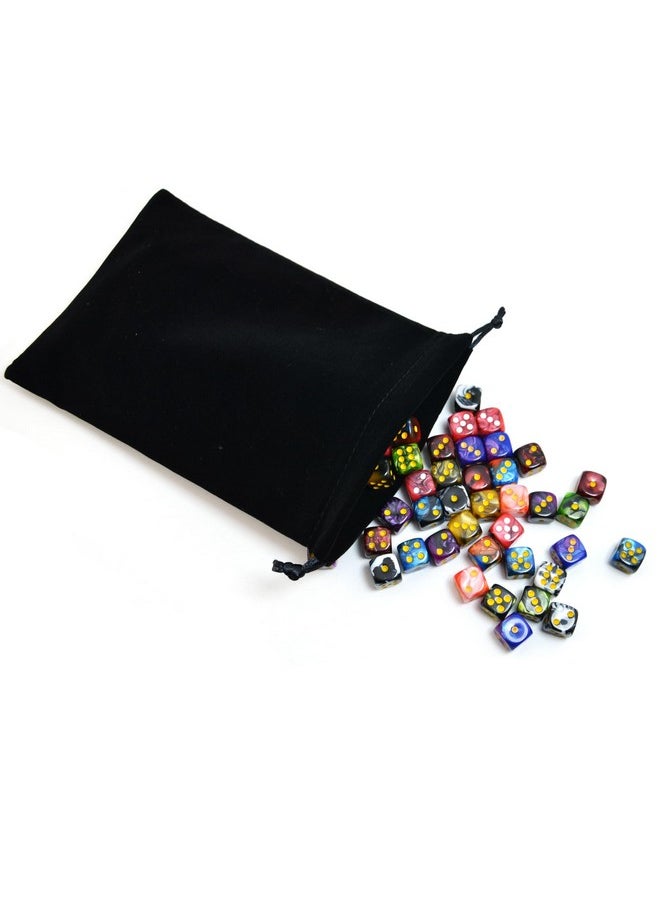 100-Pack Two Color Round Angle Six Sided Dice Die With Free Pouch For Tenzi, Farkle, Yahtzee, Bunco Or Teaching Math (12Mm)