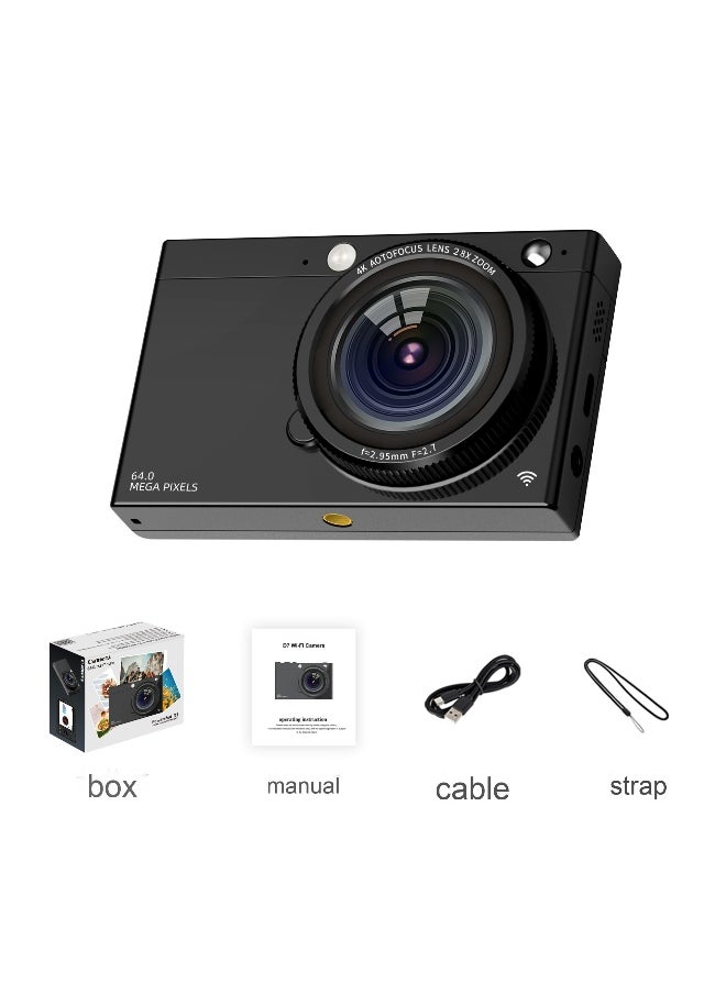 HD CCD Digital Camera Beauty Selfie Vintage 64MP WiFi Photography Student Compact Camera