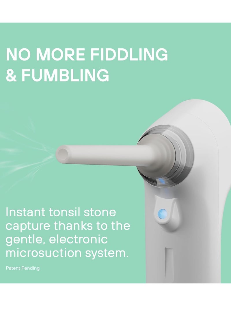 Electronic Vacuum Tonsil Stone Remover with LED Guidance Light - Hassle-Free Instant Suction - Tonsil Stone Removal Kit - Patent Pending (White)