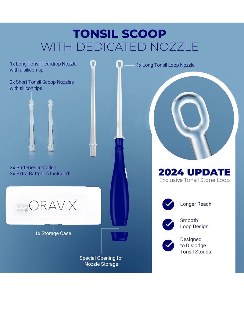 Oravix Tonsil Stone Remover, Fight Bad Breath, Easily Navigate Tonsil Crypts, Tonsil Stone Removal Tool with 3 Nozzles & LED Light, Tonsil Cleaner, Tonsil Stones Removal at Home, 2 Pack Curettage Pick