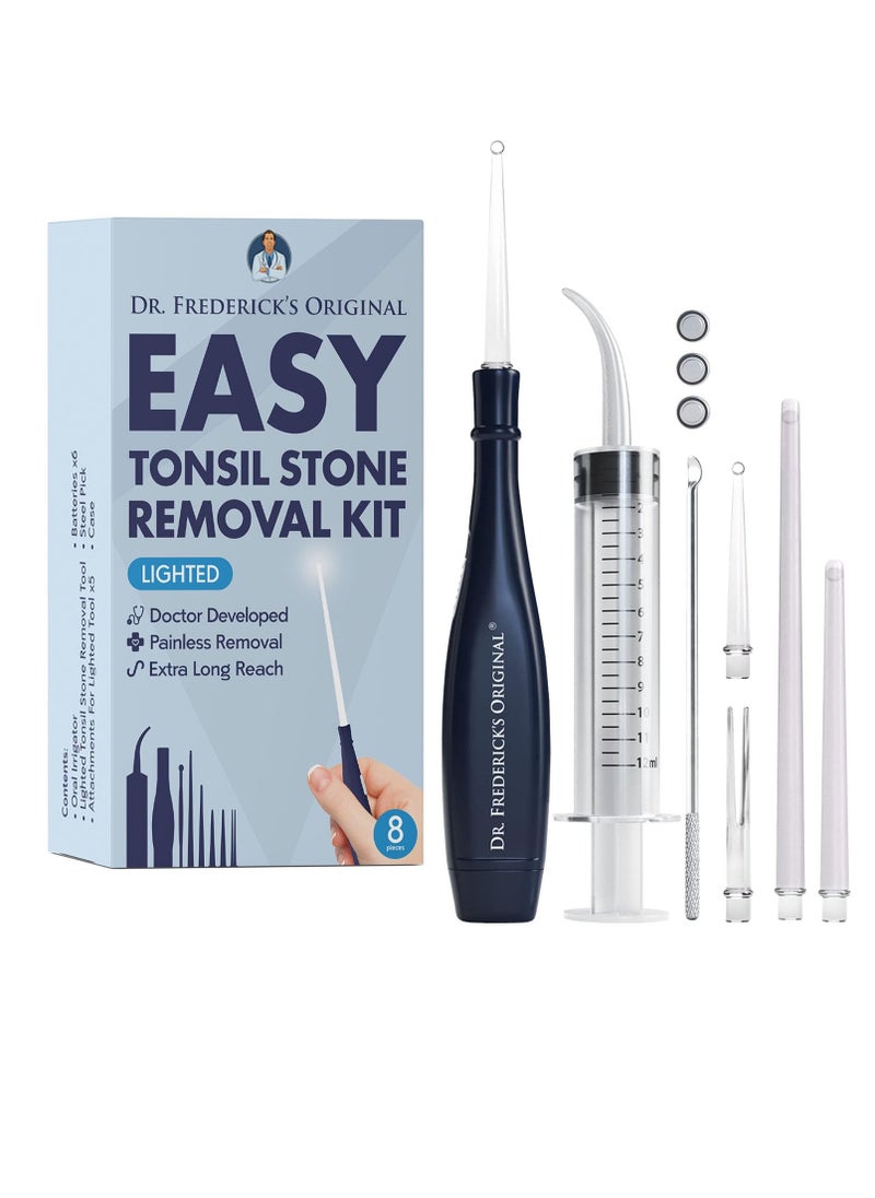 Dr. Frederick’s Original Easy Tonsil Stone Remover Kit - Fast Painless Tonsillolith Removal Tool - Fight Bad Breath - Pick and Oral Irrigator - 8 Pieces