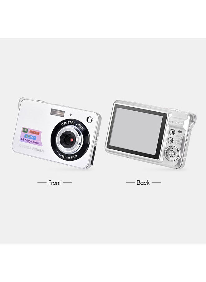 Digital Camera Mini Pocket Camera 18MP 2.7 Inch LCD Screen 8x Zoom Smile Capture Anti-Shake with Battery