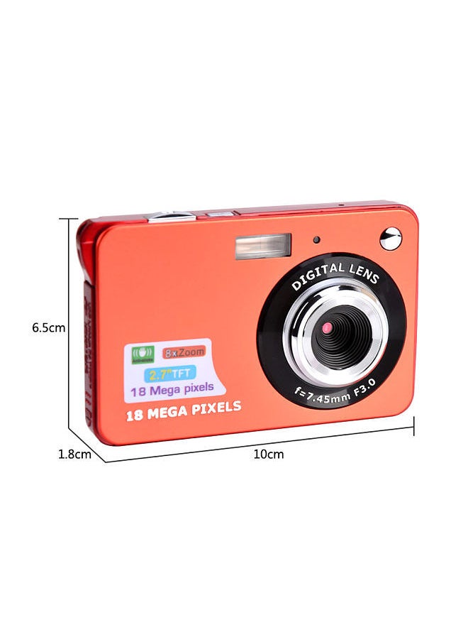 Digital Camera Mini Pocket Camera 18MP 2.7 Inch LCD Screen 8x Zoom Smile Capture Anti-Shake with Battery