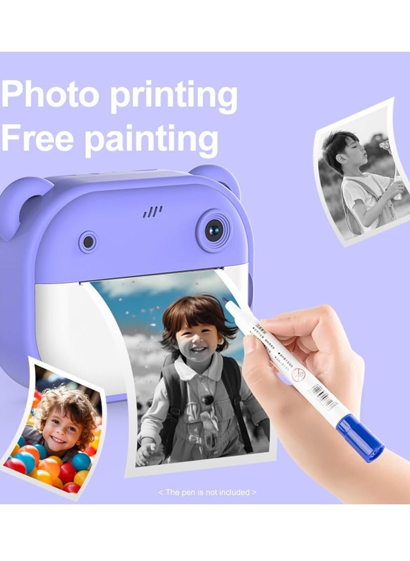 Kids Instant Print Camera | 48MP Photo & 1080P Video Camera for Kids | Includes 32GB Card & Thermal Printing Paper | Mini Digital Camera with Dual Lens, HD Screen & Built-in Battery | Perfect Gift for 3-12 Year Old Boys & Girls