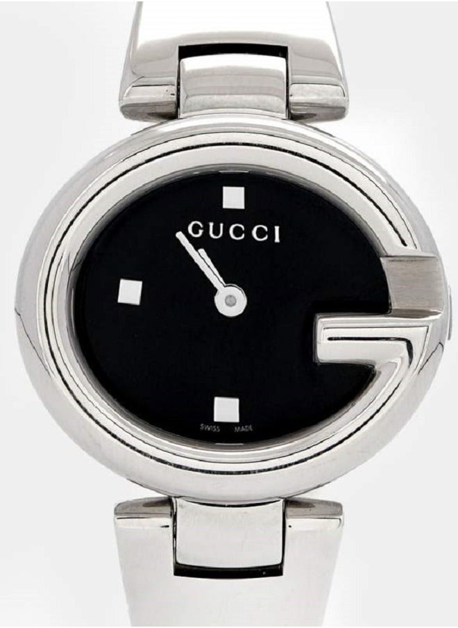 Stainless Steel Diamond 27mm Guccissima Quartz Watch Black YA134305