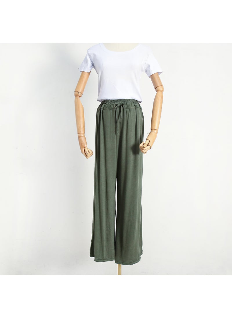 1 x 5 pcs Japanese Plus-Size Casual Loose High-Waist Pants Army Green