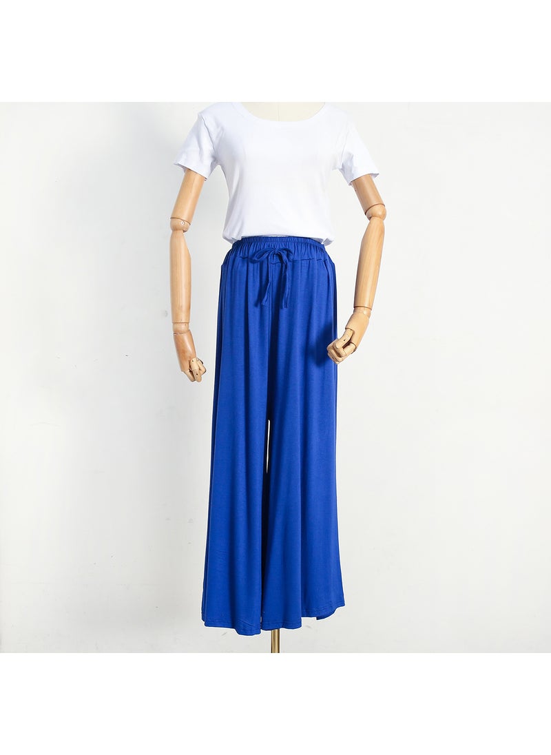 1 x 5 pcs Japanese Plus-Size Casual Loose High-Waist Pants Sapphire Blue