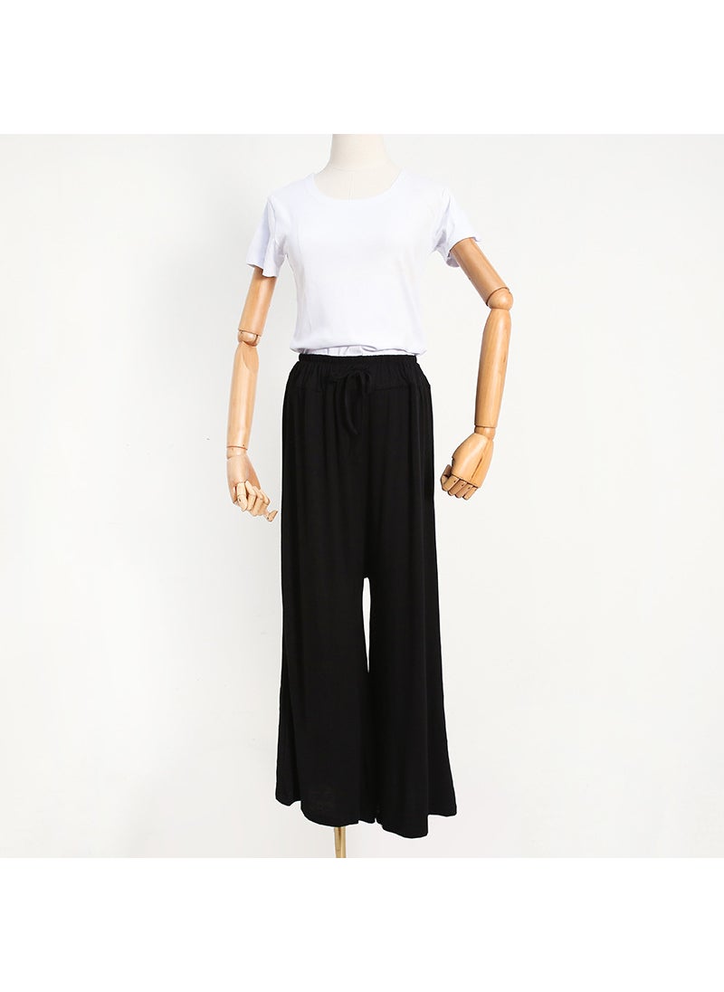 1 x 5 pcs Japanese Plus-Size Casual Loose High-Waist Pants Black